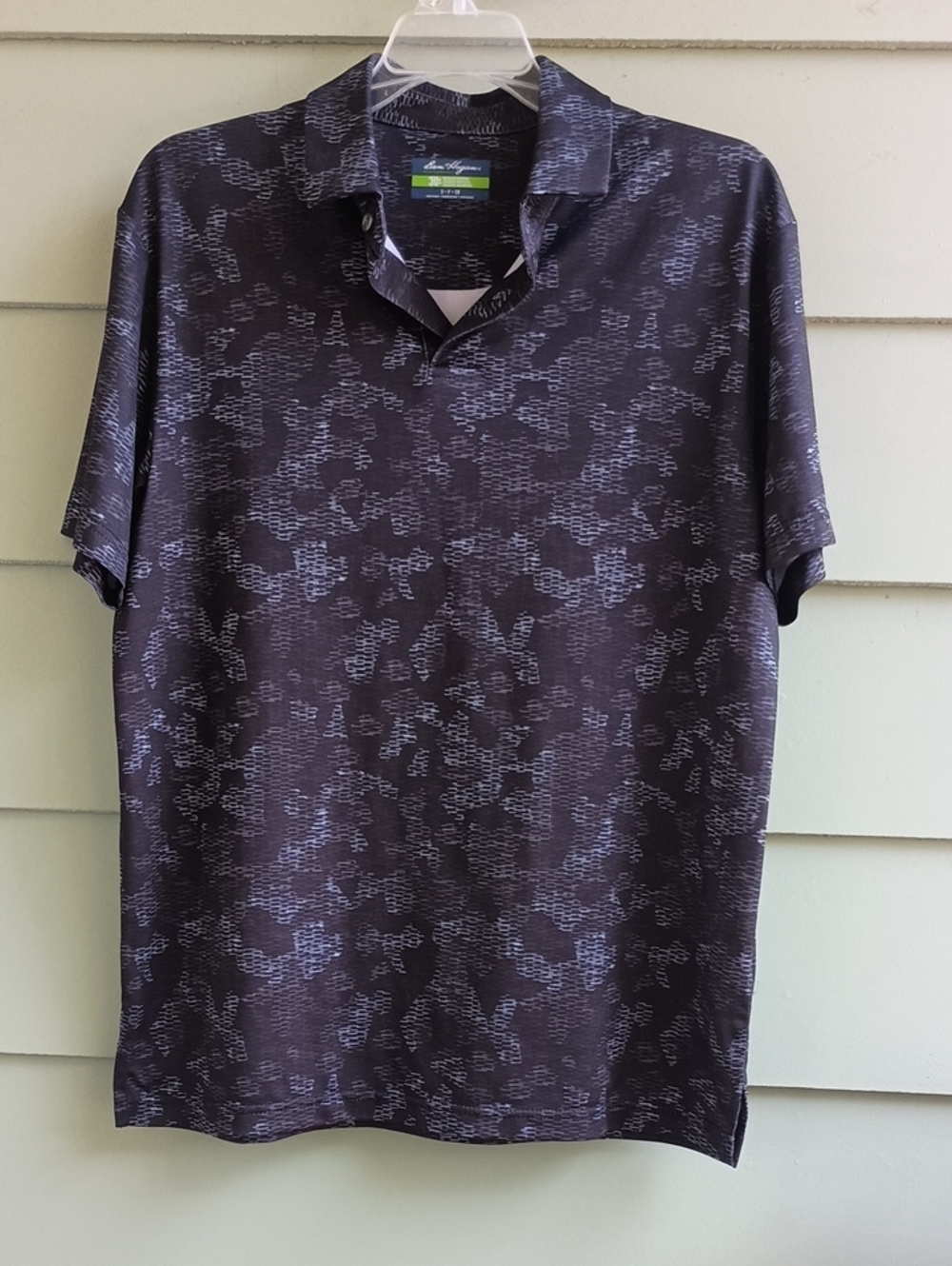 Ben Hogan Performance Men’s Polo Shirt Black & Gray Print Short Slv Sz Small euc